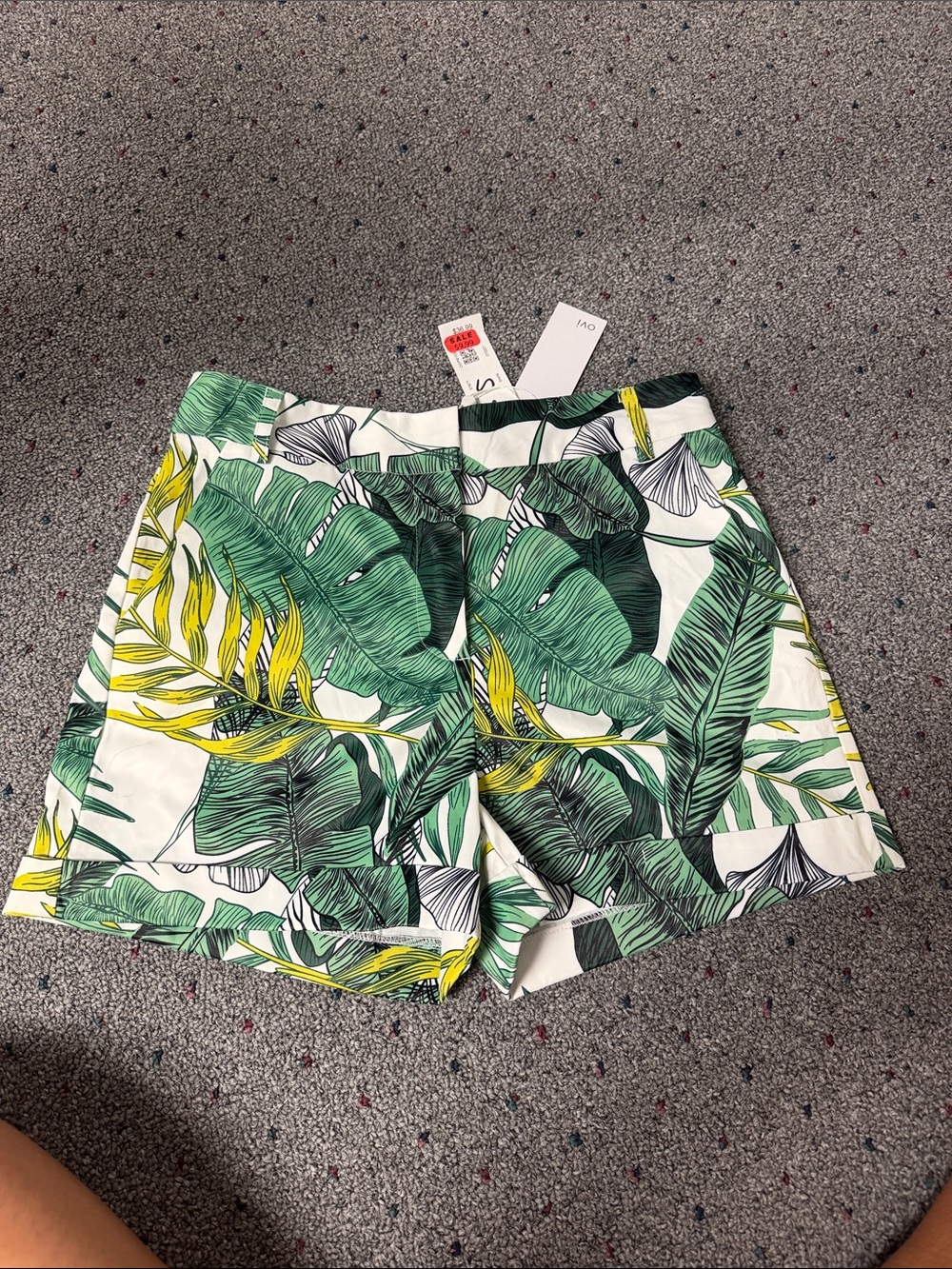 Ovi Tropical Leaf Print Shorts - Green/Yellow
